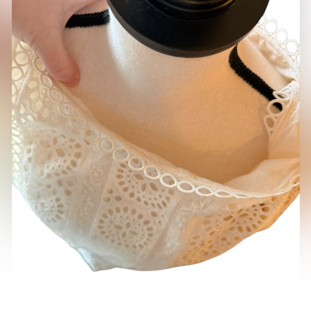 Zimmermann Ivory Eyelet Mini Dress Bateau Neck Scalloped Lace Size 1 (S) - Picture 8 of 14